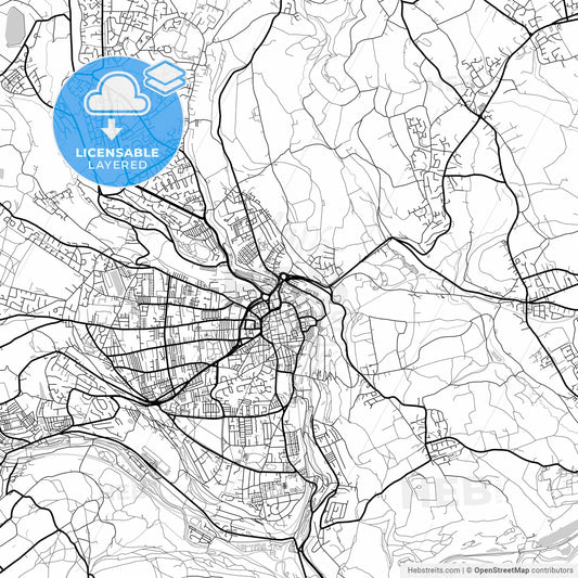 Layered PDF map of Halifax, Yorkshire and the Humber, England