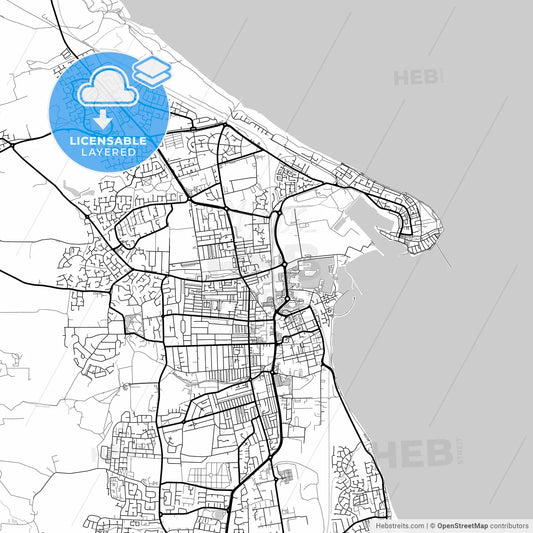 Layered PDF map of Hartlepool, North East England, England