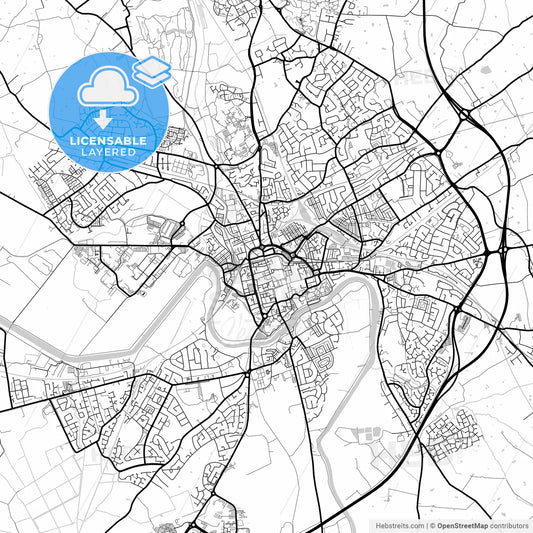 Layered PDF map of Chester, North West England, England