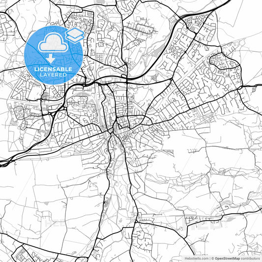 Layered PDF map of Guildford, South East England, England