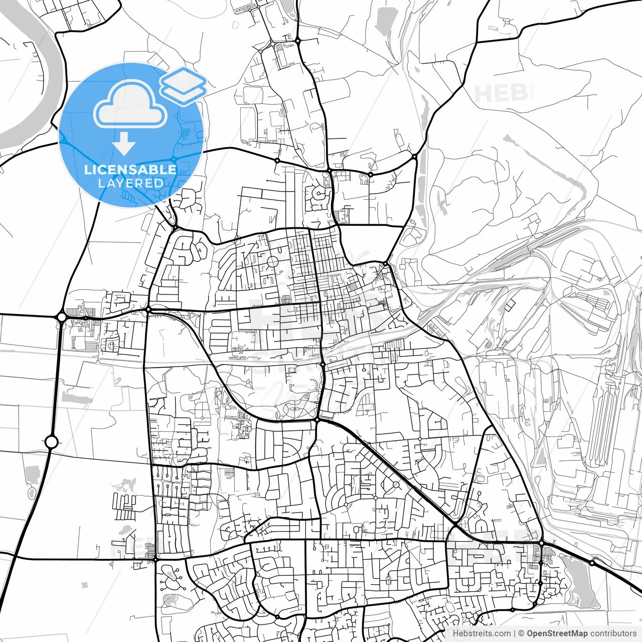 Layered PDF map of Scunthorpe, Yorkshire and the Humber, England