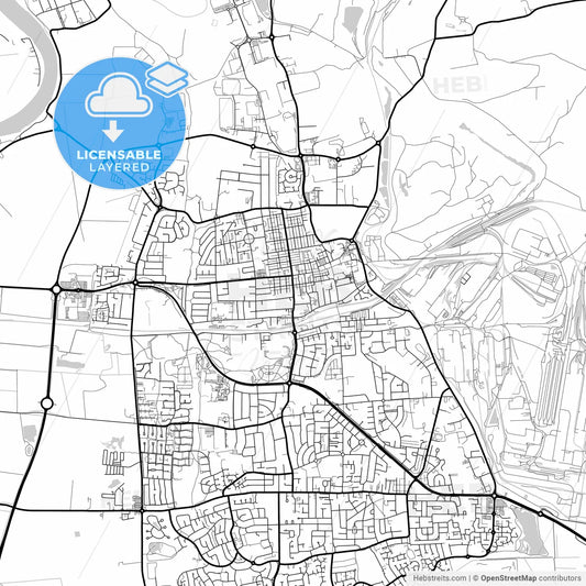 Layered PDF map of Scunthorpe, Yorkshire and the Humber, England