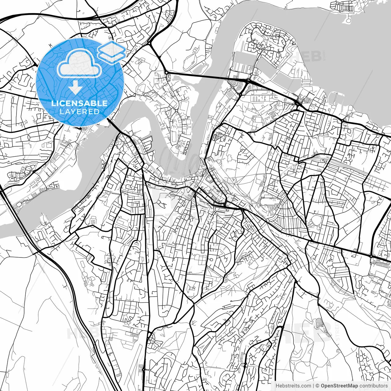 Layered PDF map of Chatham, South East England, England