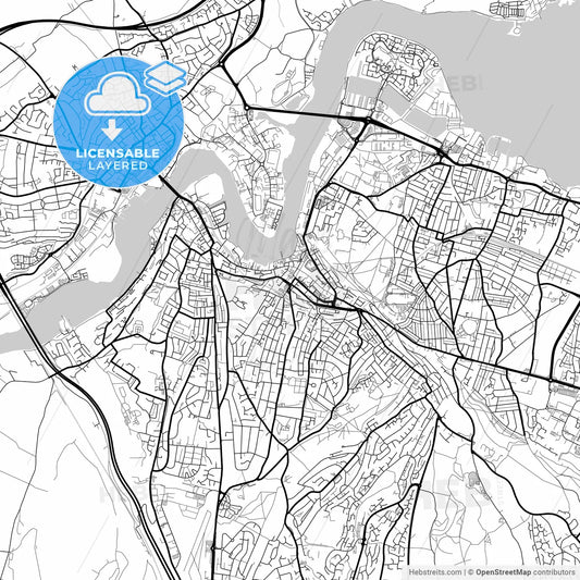Layered PDF map of Chatham, South East England, England