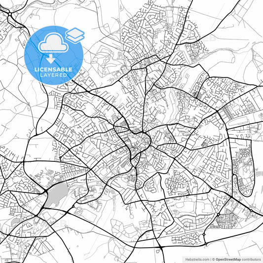 Layered PDF map of Mansfield, East Midlands, England