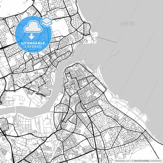 Layered PDF map of South Shields, North East England, England