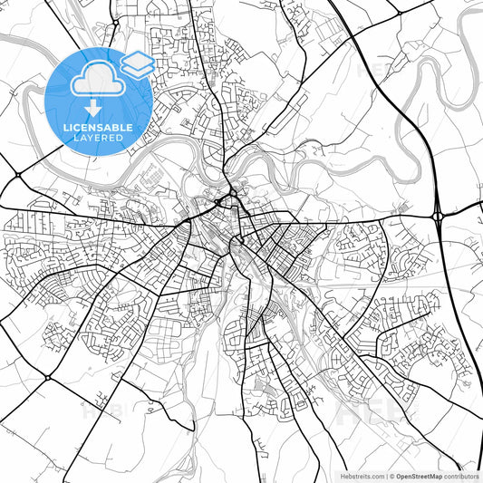 Layered PDF map of Carlisle, North West England, England
