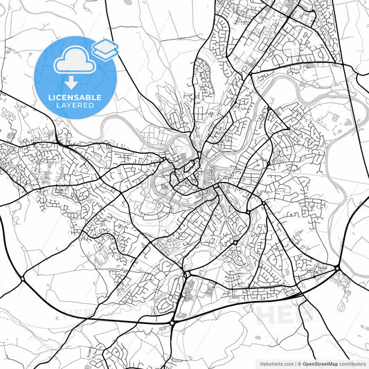 Layered PDF map of Shrewsbury, West Midlands, England