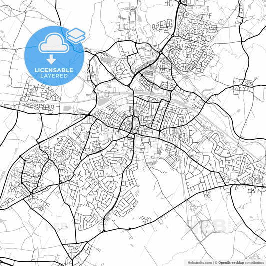 Layered PDF map of Rugby, West Midlands, England