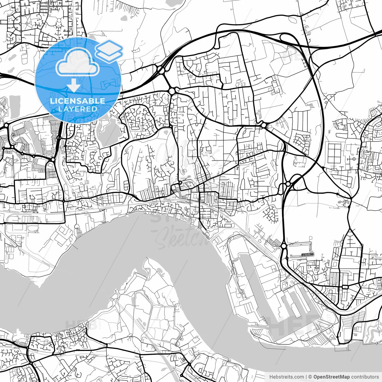 Layered PDF map of Grays, East of England, England