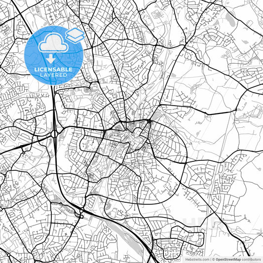 Layered PDF map of Walsall, West Midlands, England