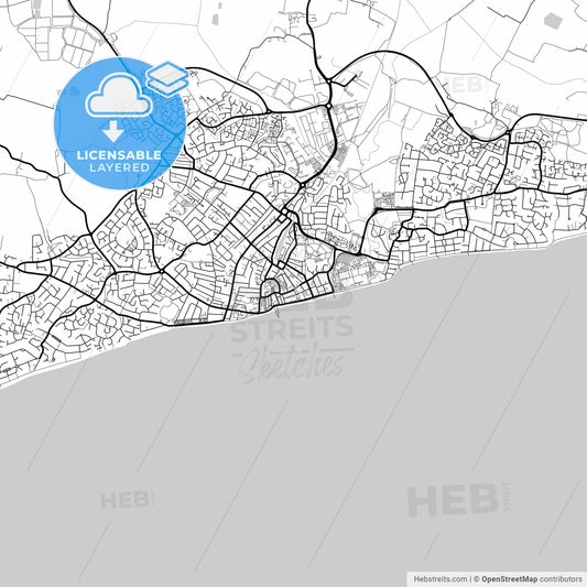 Layered PDF map of Bognor Regis, South East England, England