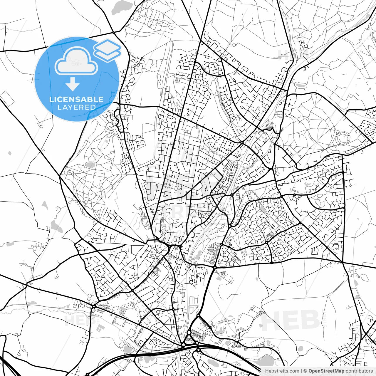 Layered PDF map of Cannock, West Midlands, England