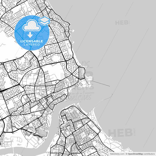 Layered PDF map of Tynemouth, North East England, England