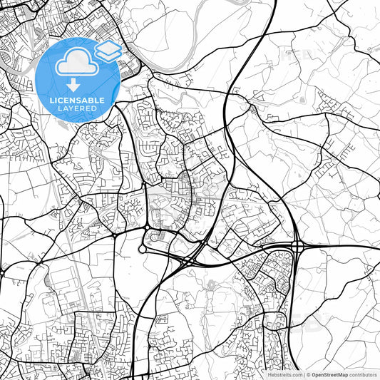 Layered PDF map of Bamber Bridge, North West England, England