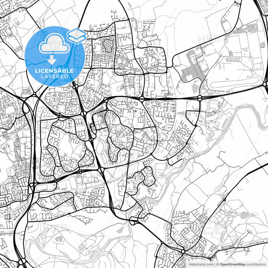 Layered PDF map of Washington, North East England, England