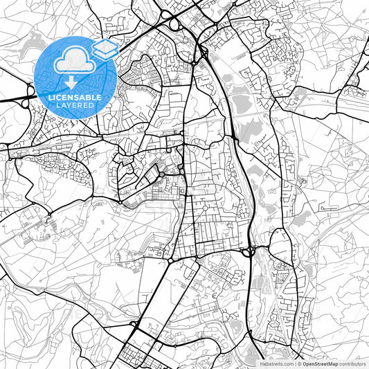 Layered PDF map of Farnborough, South East England, England