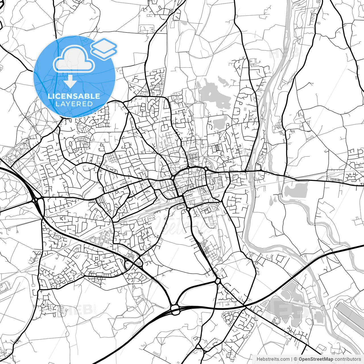 Layered PDF map of Maidenhead, South East England, England