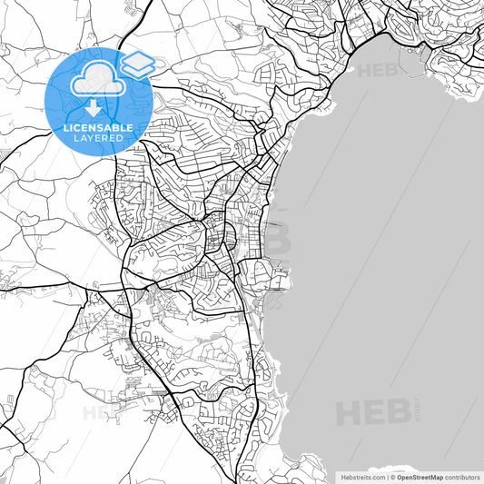 Layered PDF map of Paignton, South West England, England