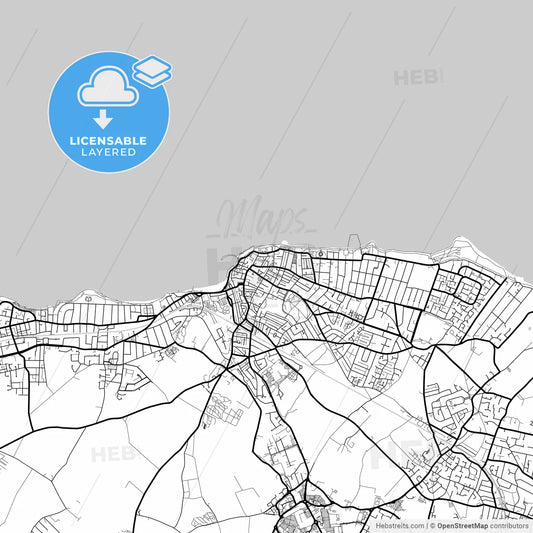 Layered PDF map of Margate, South East England, England