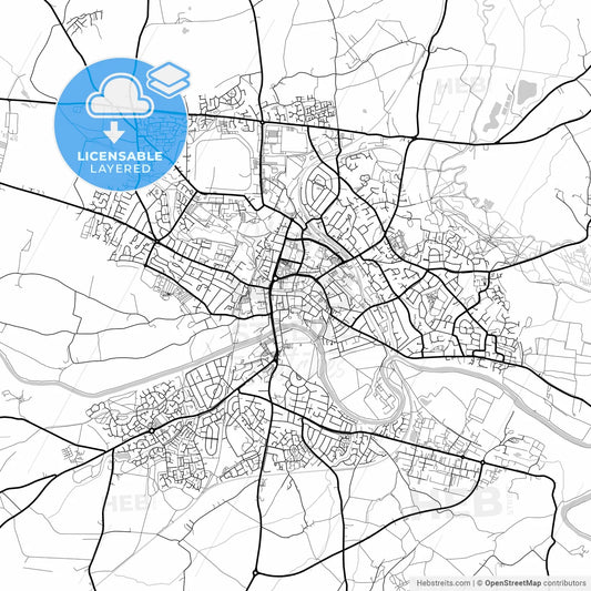 Layered PDF map of Hereford, West Midlands, England