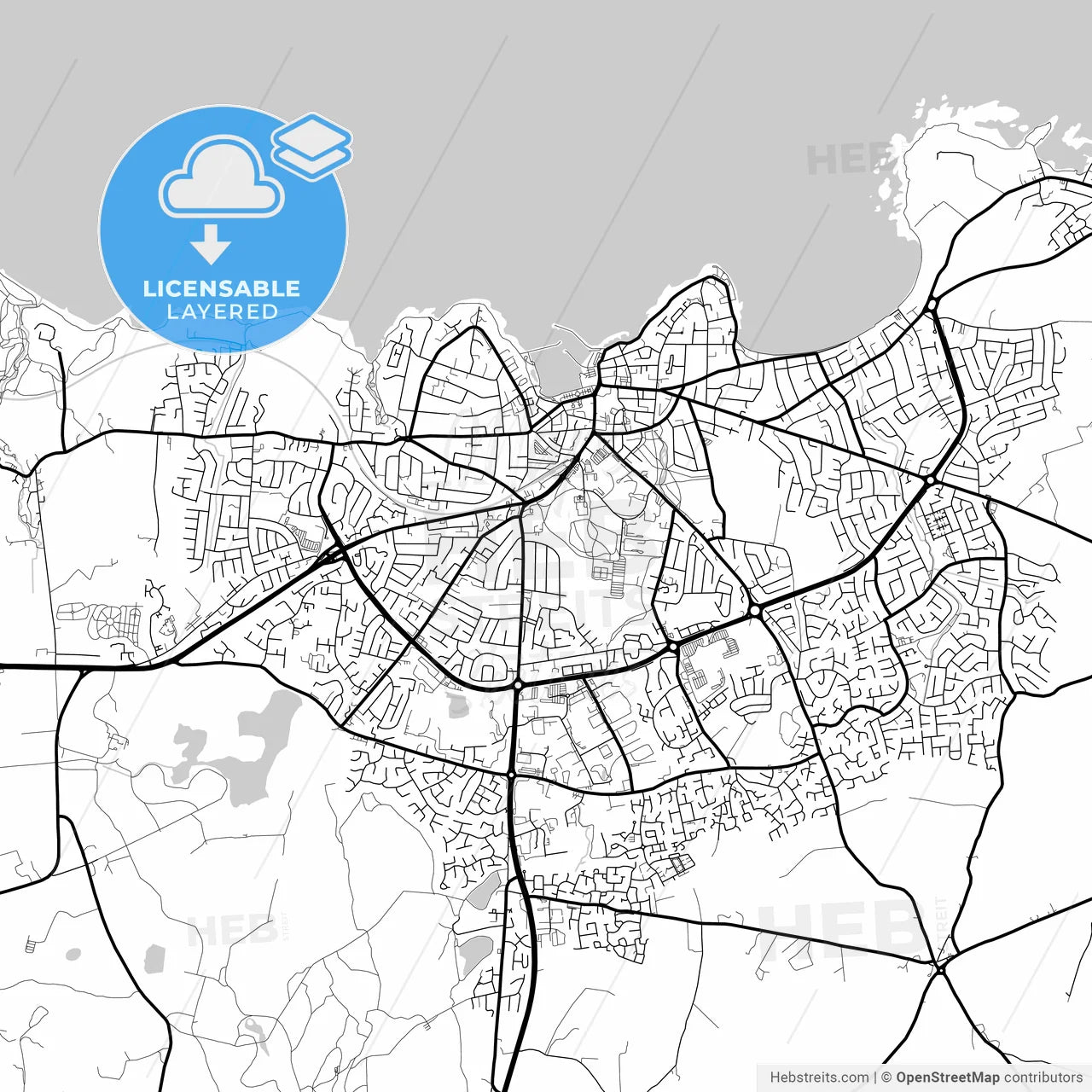 Layered PDF map of Bangor, Down, Northern Ireland