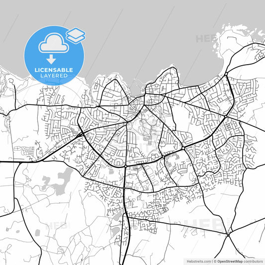 Layered PDF map of Bangor, Down, Northern Ireland