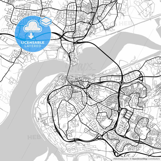 Layered PDF map of Runcorn, North West England, England