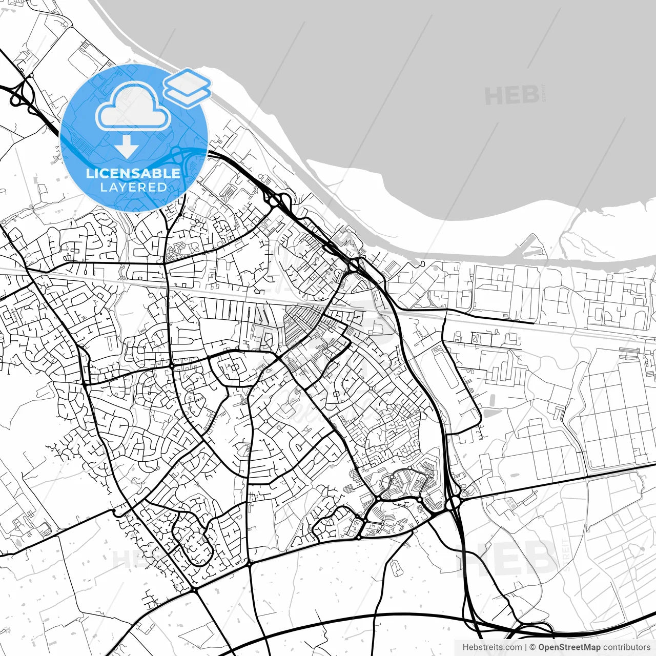 Layered PDF map of Ellesmere Port, North West England, England
