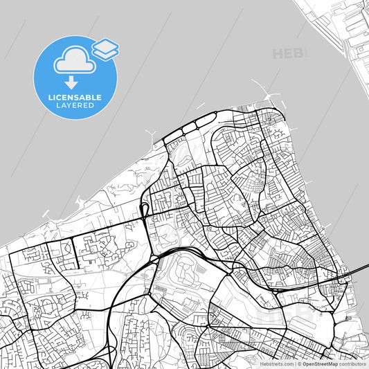 Layered PDF map of Wallasey, North West England, England