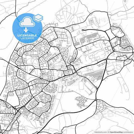 Layered PDF map of Corby, East Midlands, England