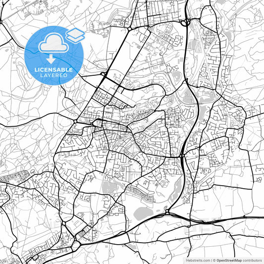 Layered PDF map of Aldershot, South East England, England