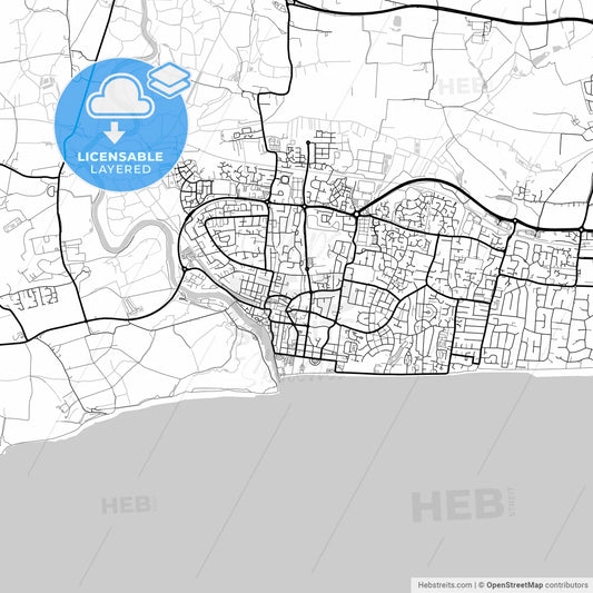 Layered PDF map of Littlehampton, South East England, England