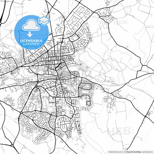 Layered PDF map of Royal Leamington Spa, West Midlands, England