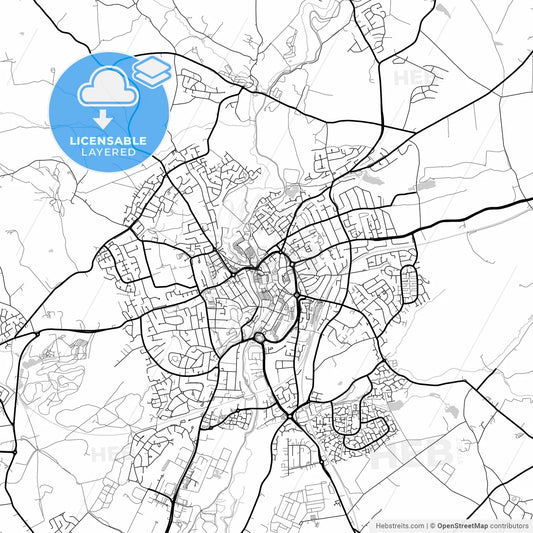 Layered PDF map of Kidderminster, West Midlands, England