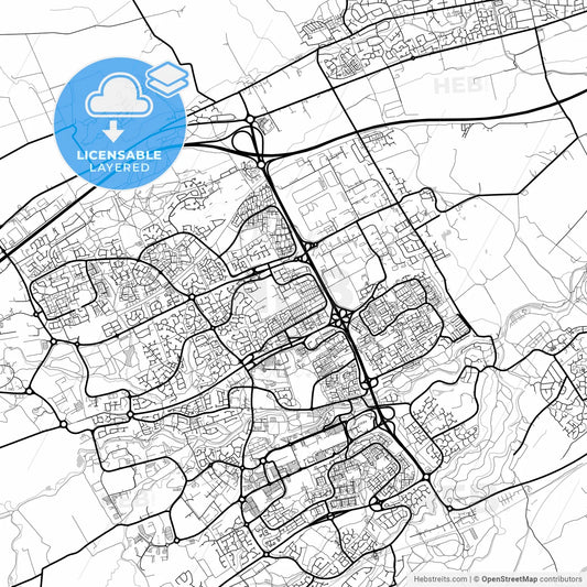 Layered PDF map of Livingston, West Lothian, Scotland
