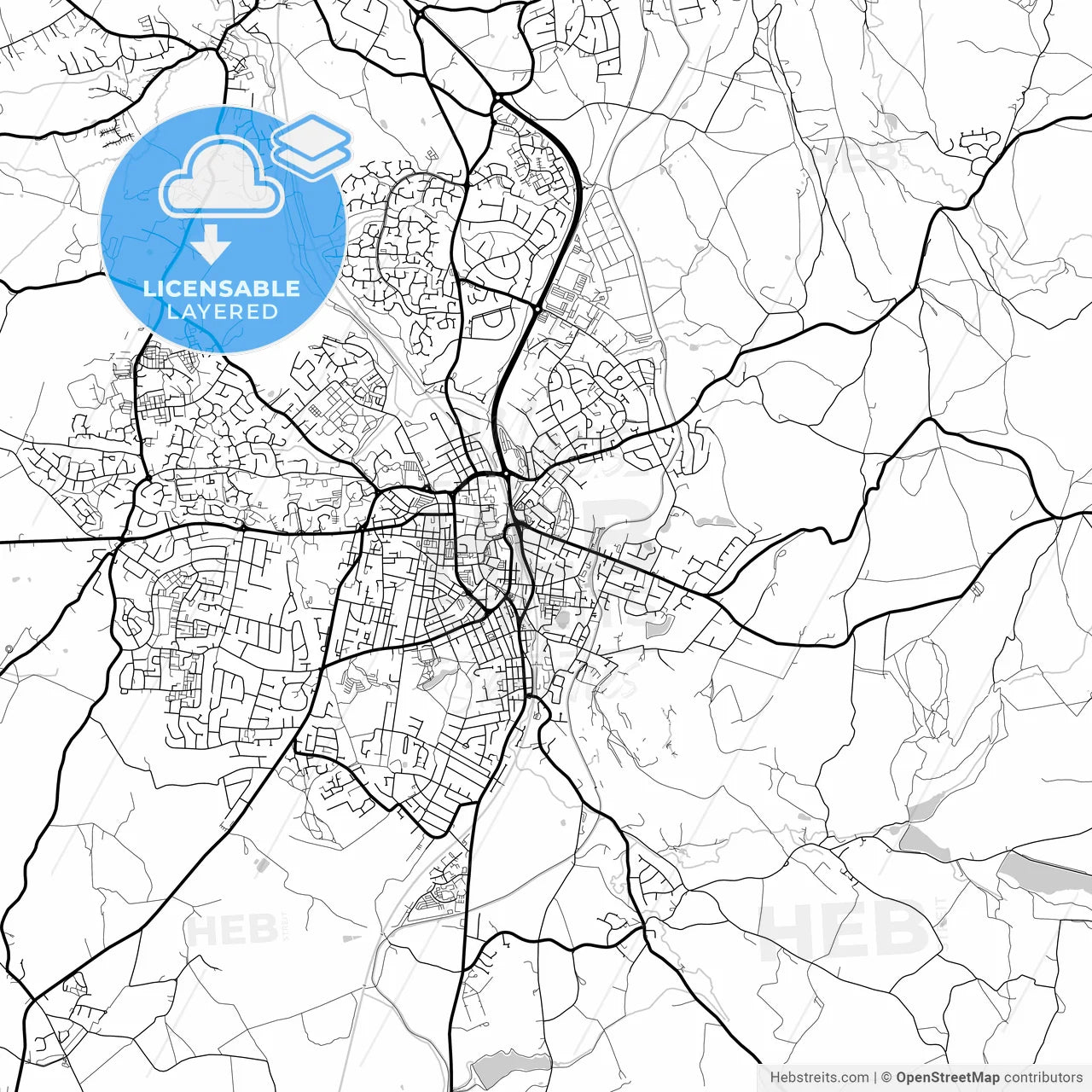 Layered PDF map of Macclesfield, North West England, England