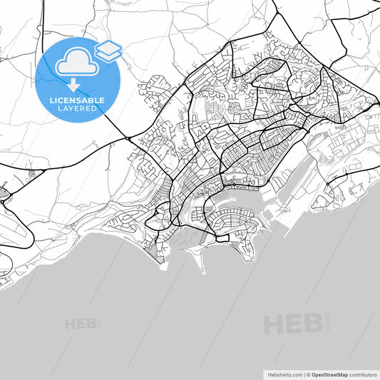 Layered PDF map of Barry, Vale of Glamorgan, Wales