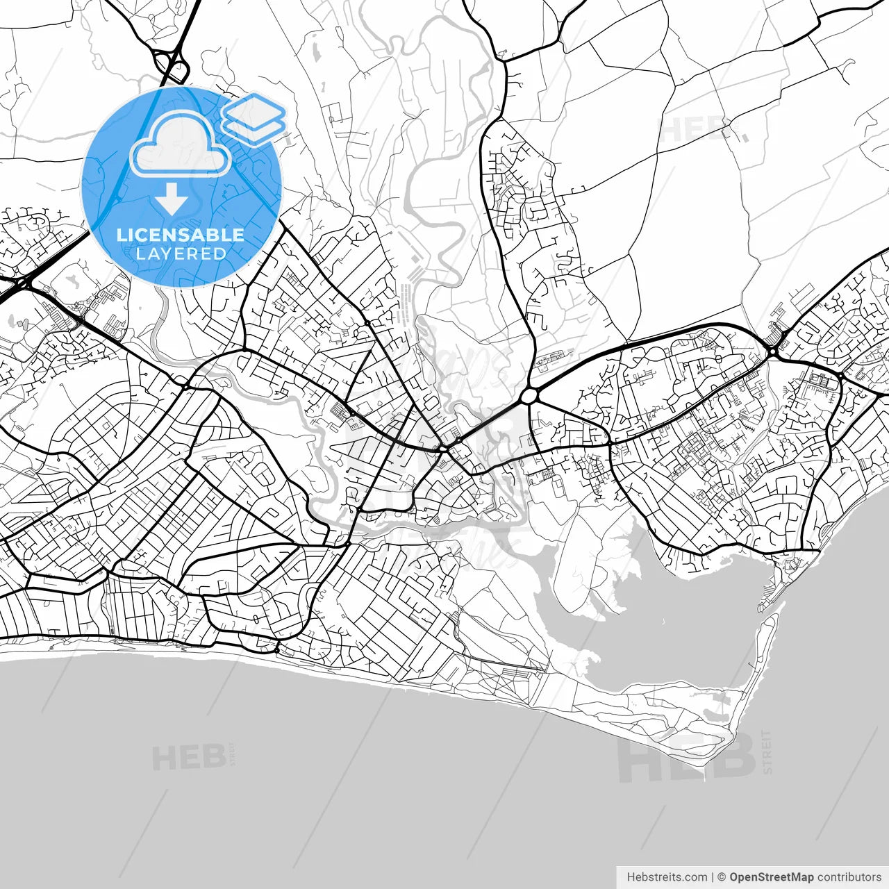 Layered PDF map of Christchurch, North West England, England