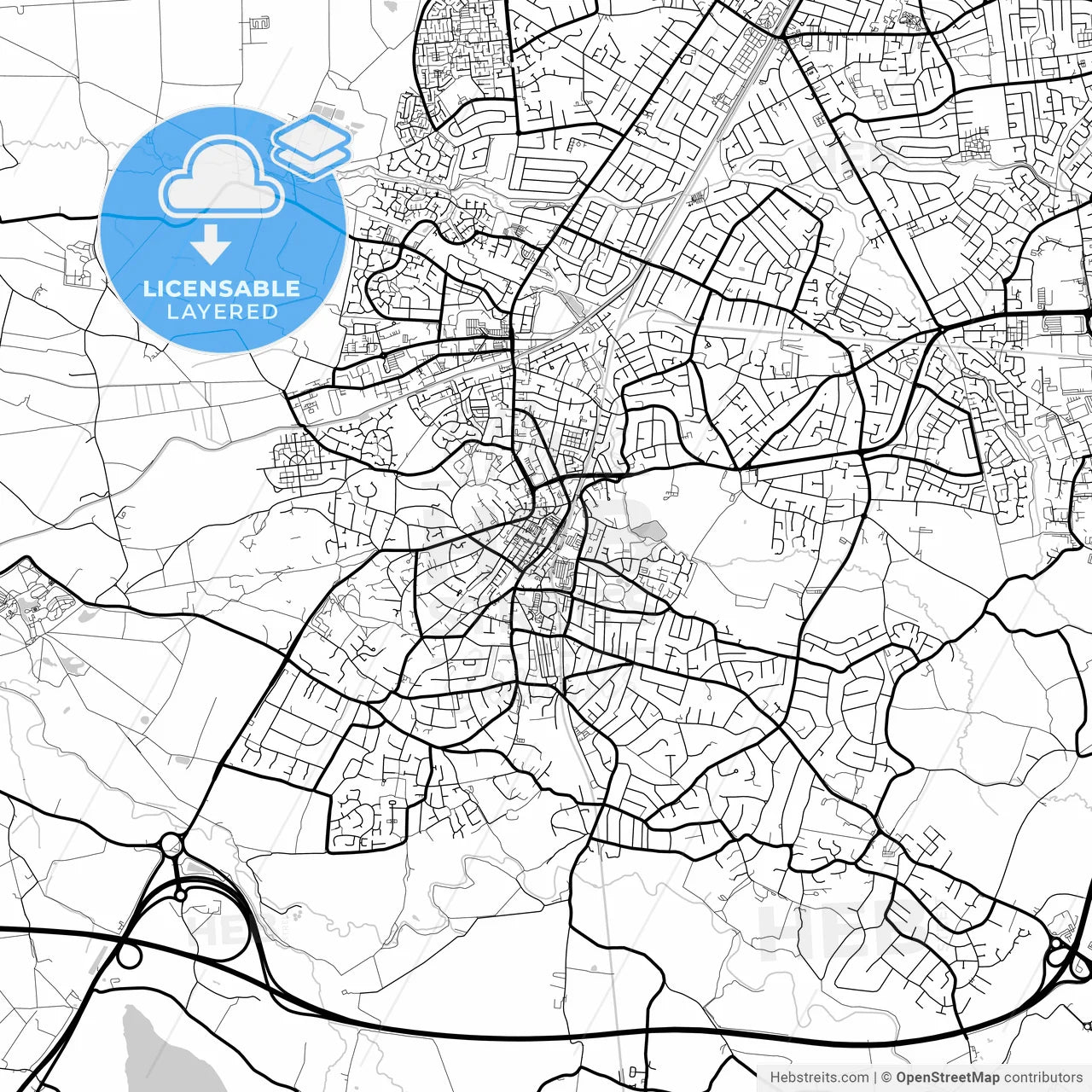 Layered PDF map of Altrincham, North West England, England