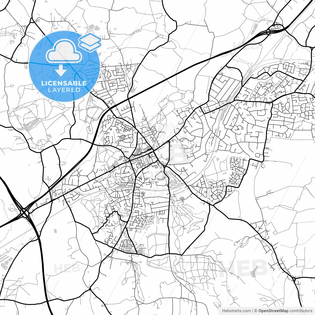 Layered PDF map of Brentwood, East of England, England