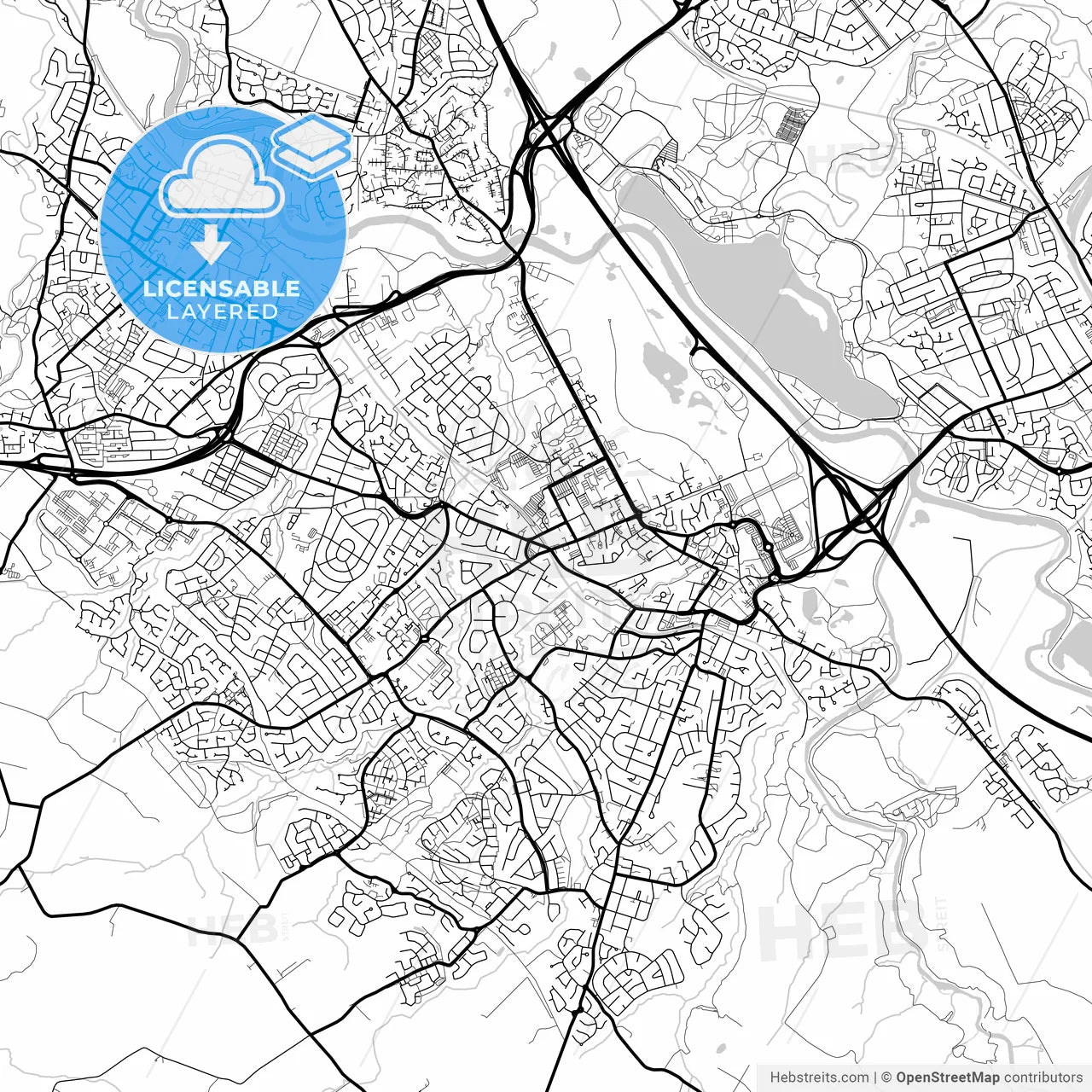 Layered PDF map of Hamilton, South Lanarkshire, Scotland