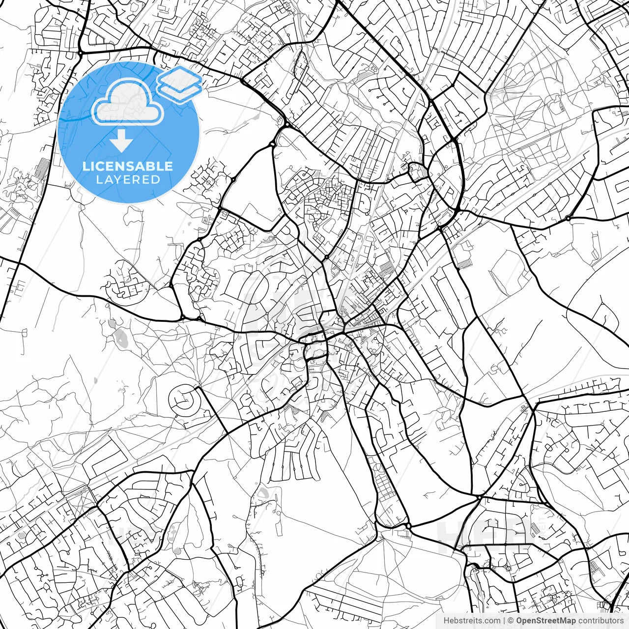 Layered PDF map of Epsom and Ewell, South East England, England