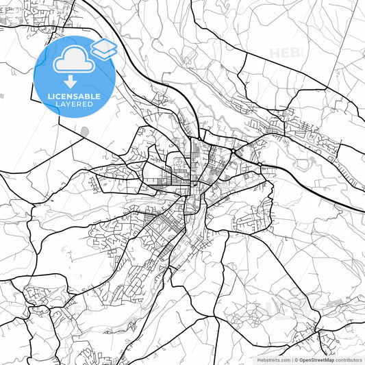 Layered PDF map of Keighley, Yorkshire and the Humber, England