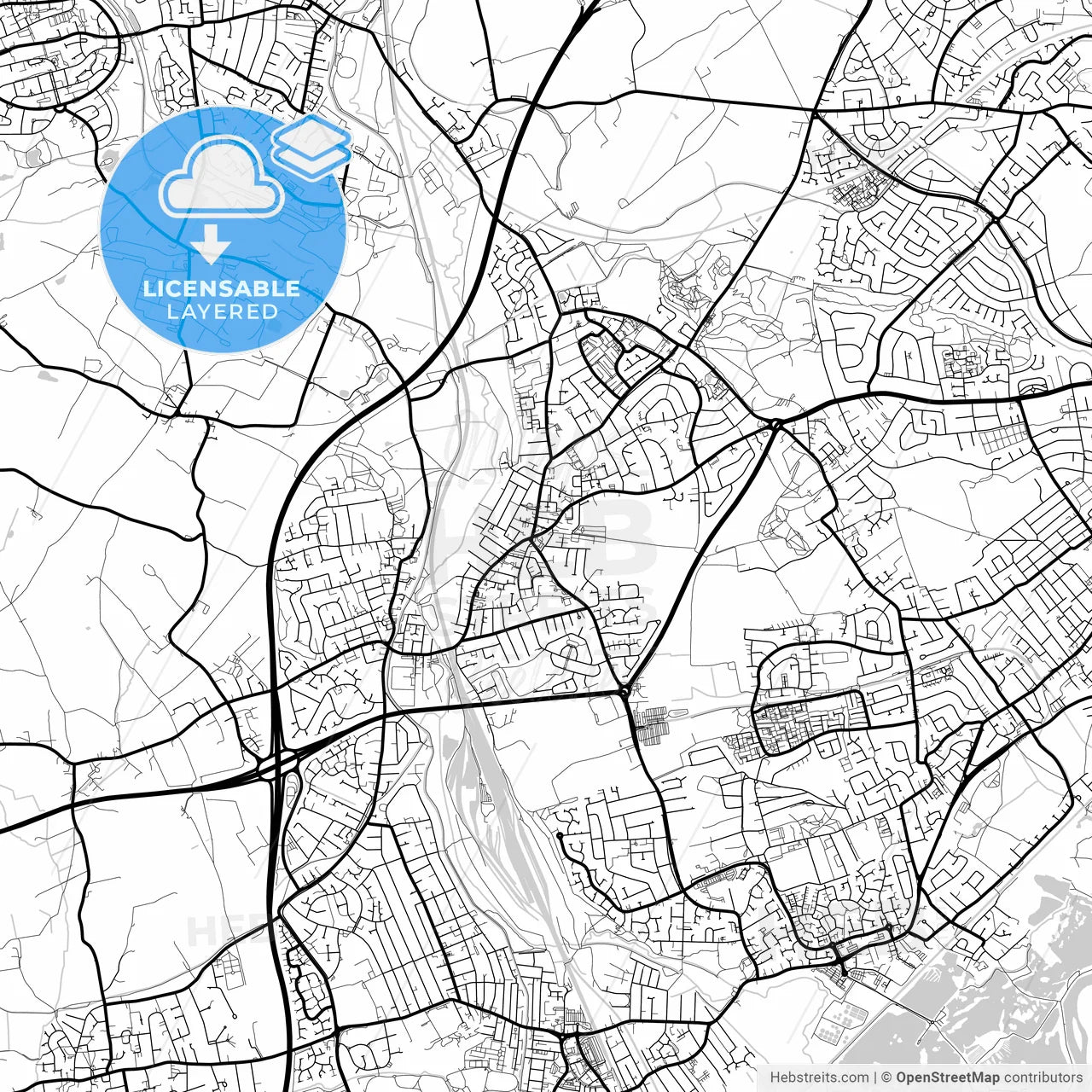 Layered PDF map of Beeston and Stapleford, East Midlands, England