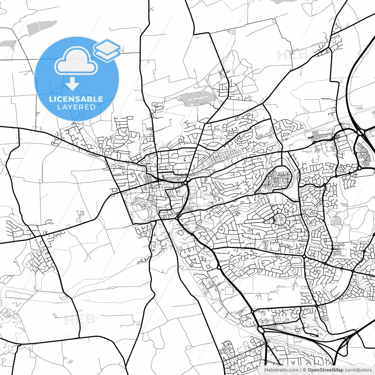Layered PDF map of Dunfermline, Fife, Scotland
