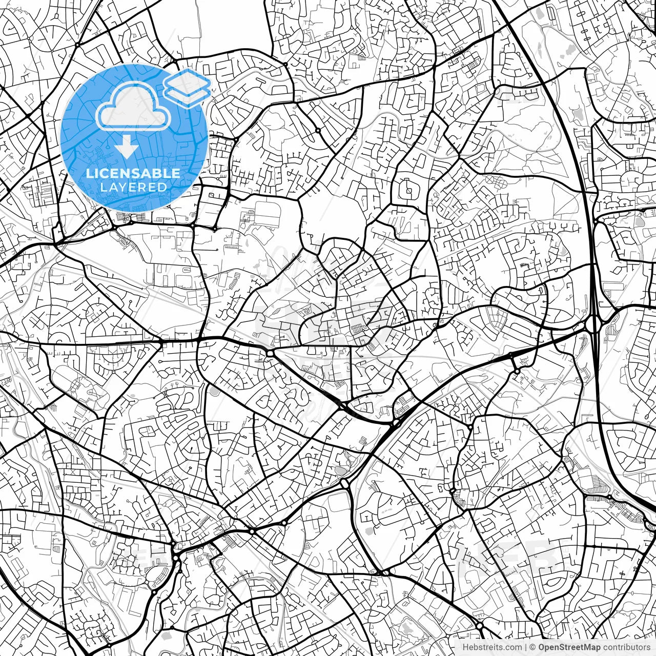 Layered PDF map of Willenhall, West Midlands, England