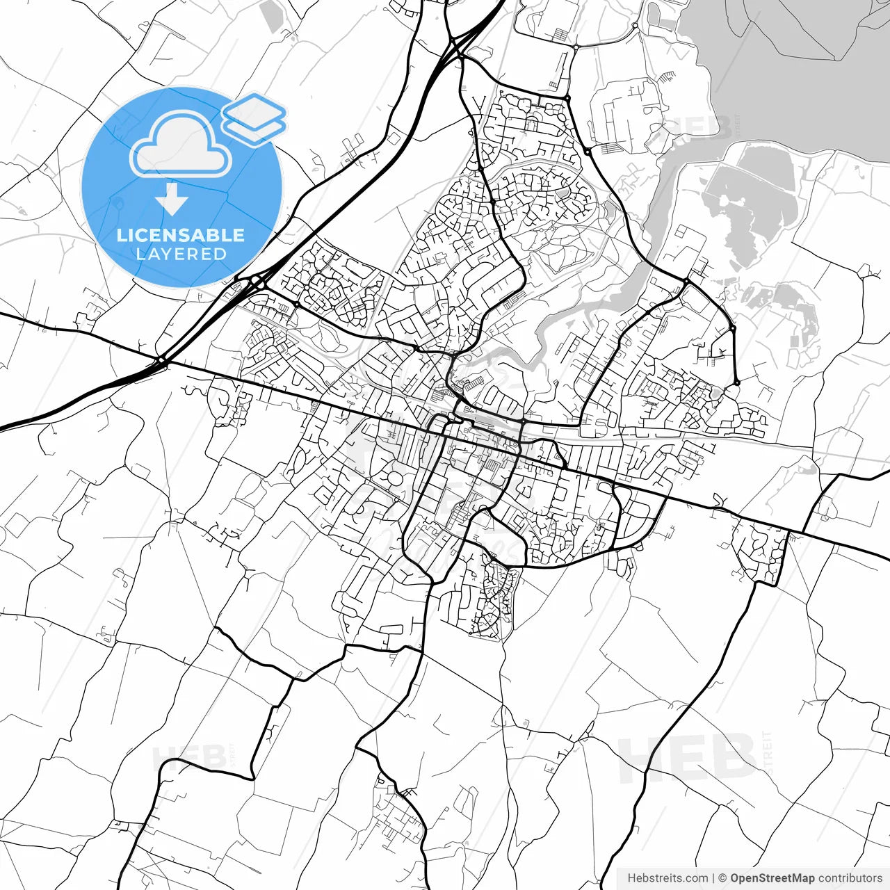 Layered PDF map of Sittingbourne, South East England, England