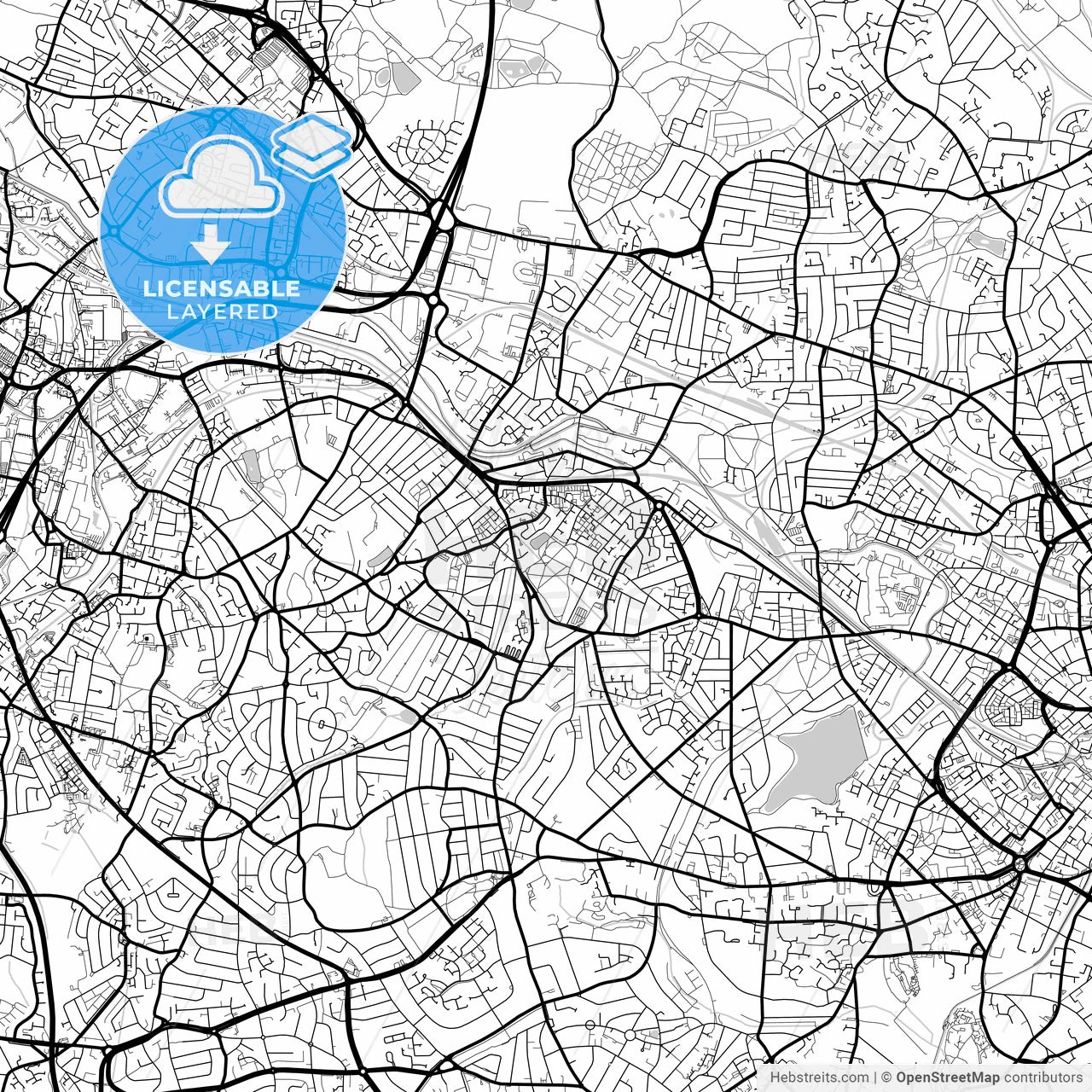 Layered PDF map of Smethwick, North West England, England