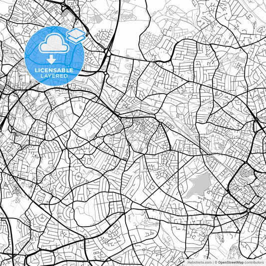 Layered PDF map of Smethwick, North West England, England